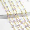 Natural Pink Amethyst Faceted Roundel Beads Gold Plated Link Chain 5 x Length is 14 Inches and Size 3mm approx.